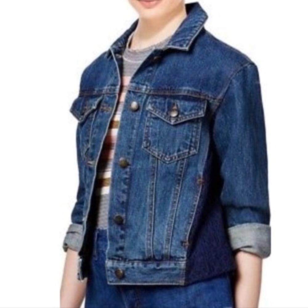 Free People Lace Panel Denim Jacket, Small